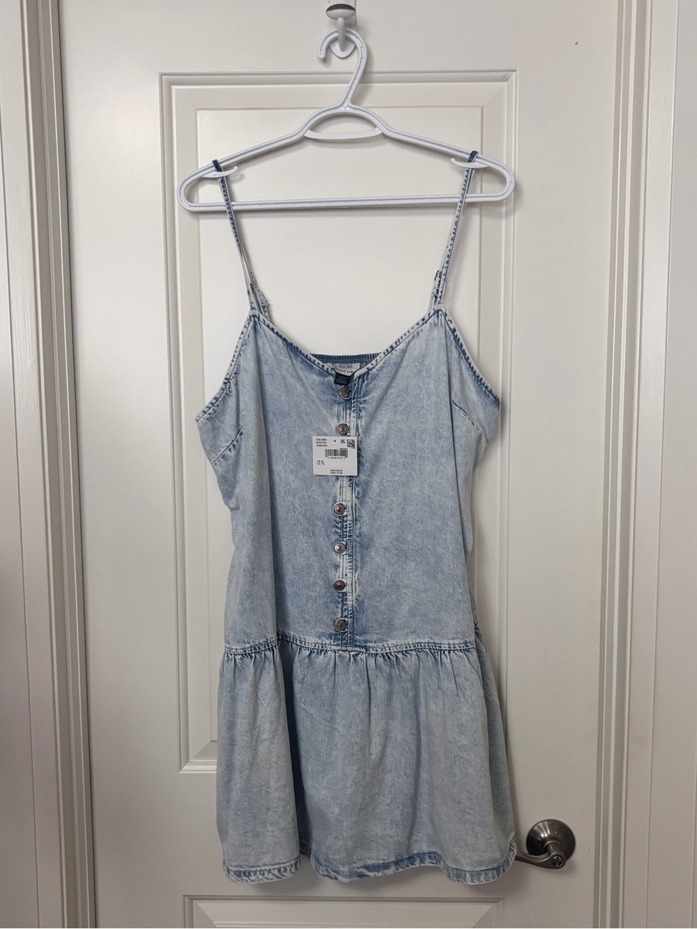 AE Light Wash Denim Button-Front Sundress